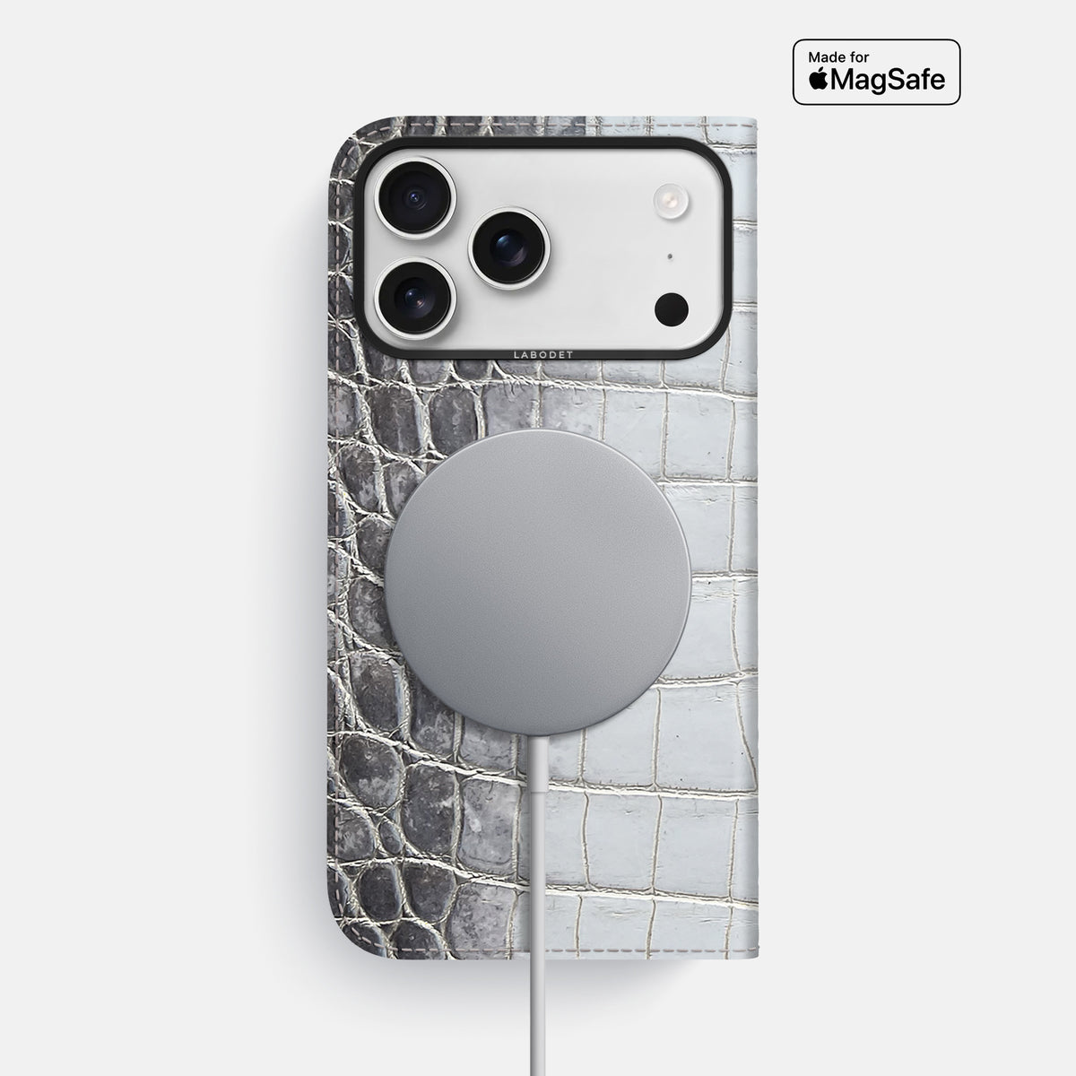 Folio Case For iPhone 17 Pro Max In Himalayan Crocodile -3 | Silver-Black