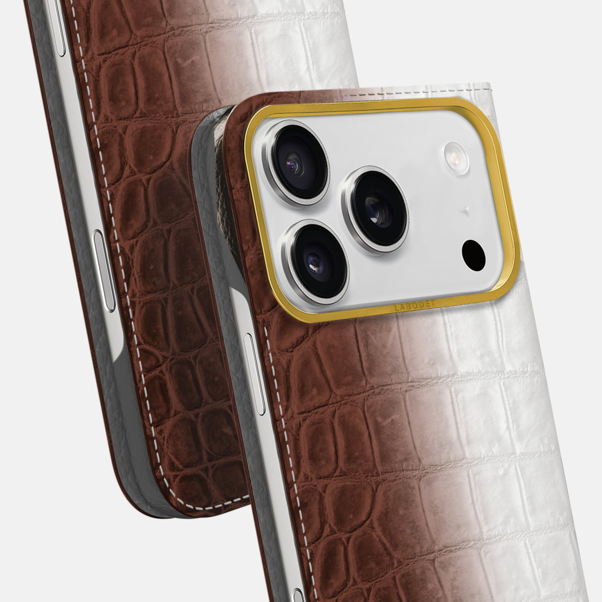 Folio Case For iPhone 17 Pro Max In Himalayan Crocodile -5 | Dark-Brown-Gold