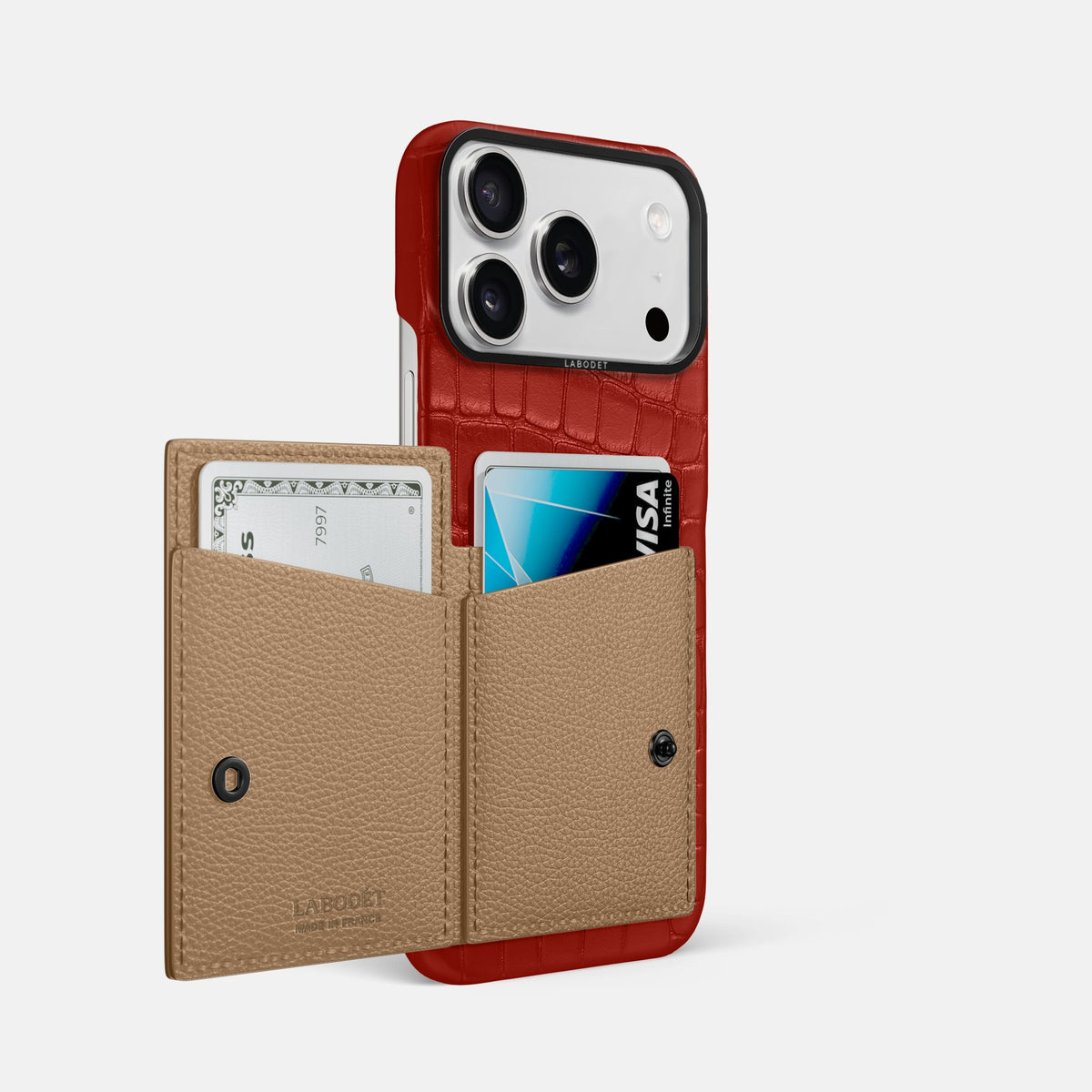 Bi-Fold Case For iPhone 18 Pro Max In Alligator -2 | Red-Black