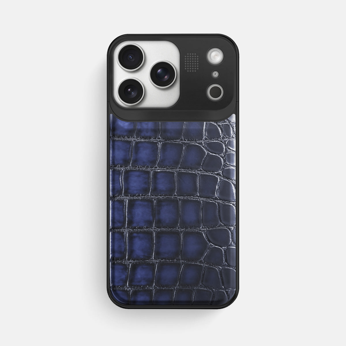 Metal Case For iPhone 17 Pro Max In Patina Alligator -1 | Havana-Blue-Black