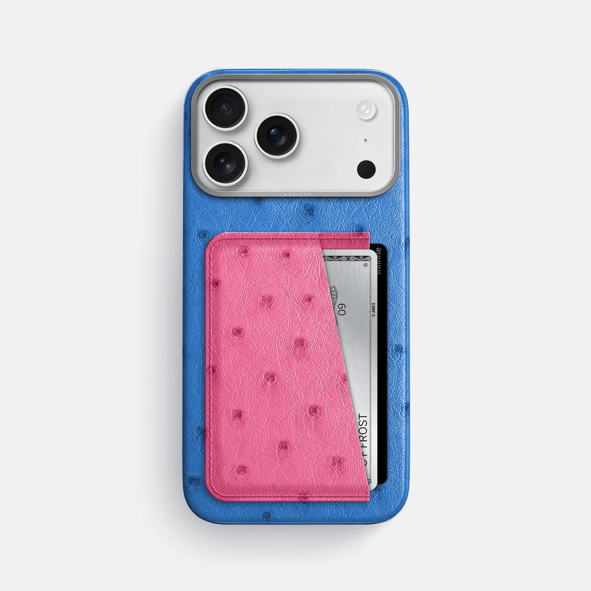 Double Card Case Coloré For iPhone 18 Pro Max In Ostrich -1 | Royal-Blue-Steel