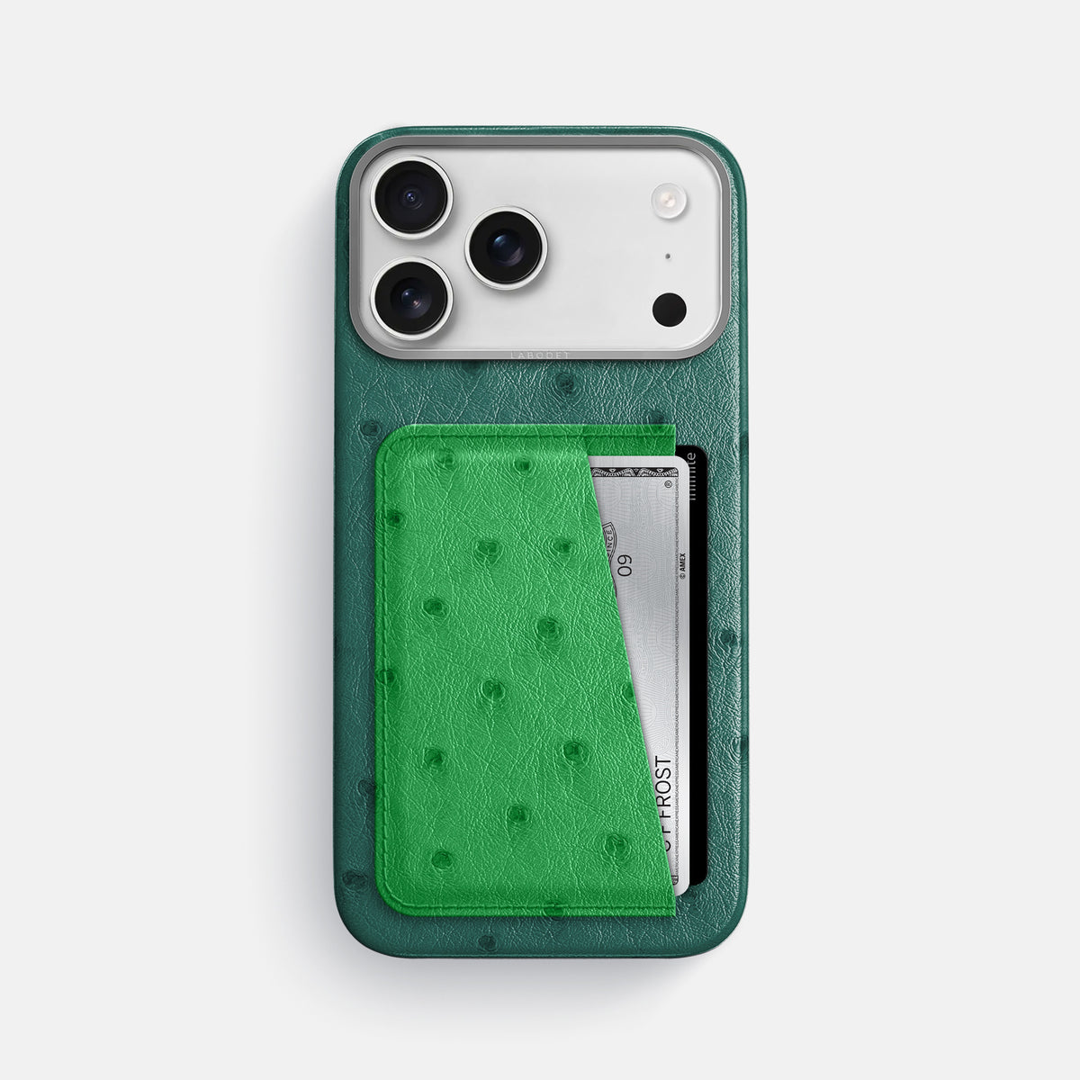 Double Card Case Coloré For iPhone 17 Pro Max In Ostrich -1 | Forest-Green-Steel
