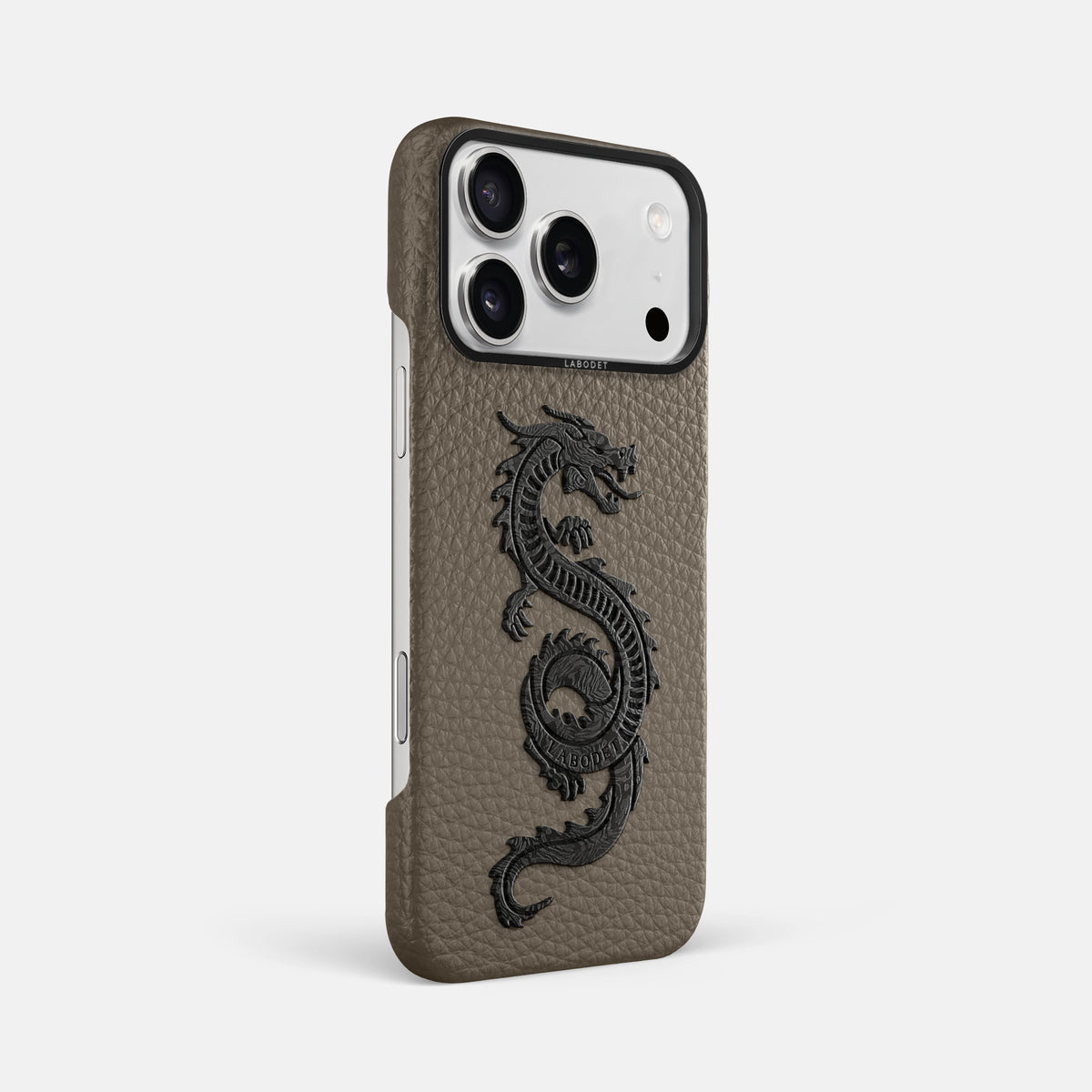 Classic Case With Carbon Dragon For iPhone 17 Pro Max In Calf -2 | Taupe-Black