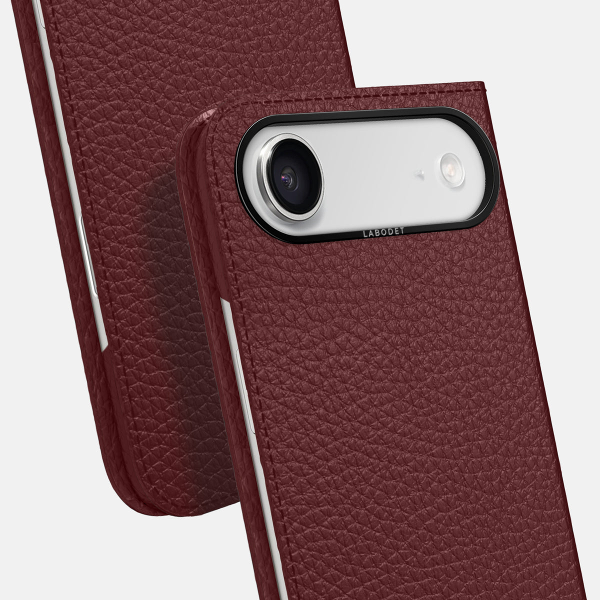 Folio Case For iPhone 17 Air In Calf -5 | Bordeaux-Black