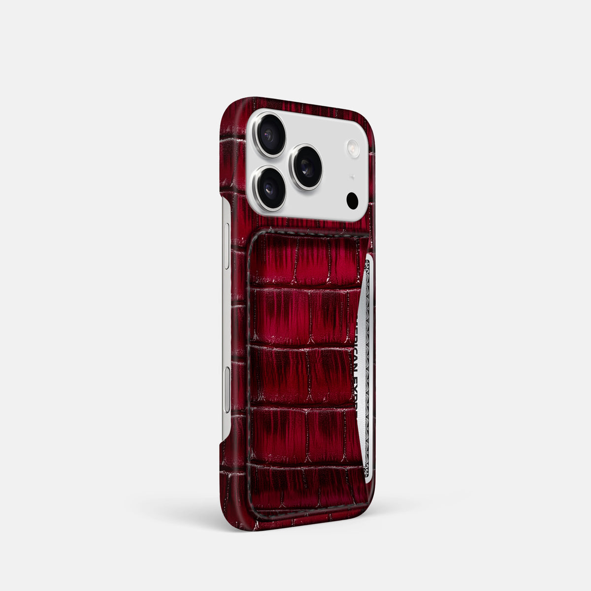 Slim Card Case For iPhone 17 Pro In Patina Alligator -2 | Havana-Burgundy