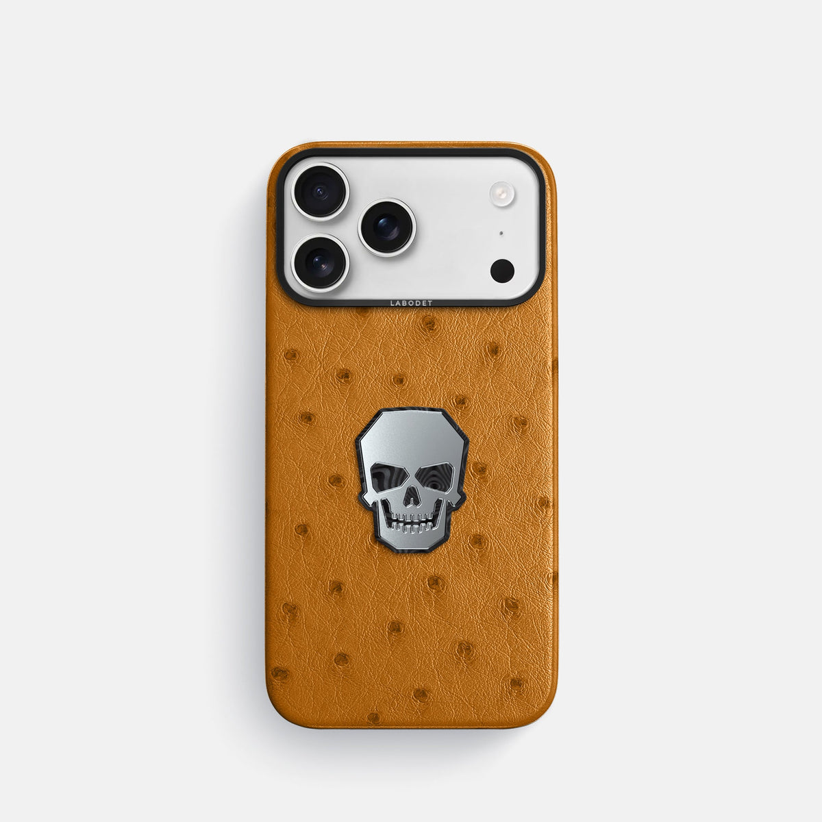 Classic Case With Titanium Skull For iPhone 18 Pro In Ostrich -1 | Chestnut-Black