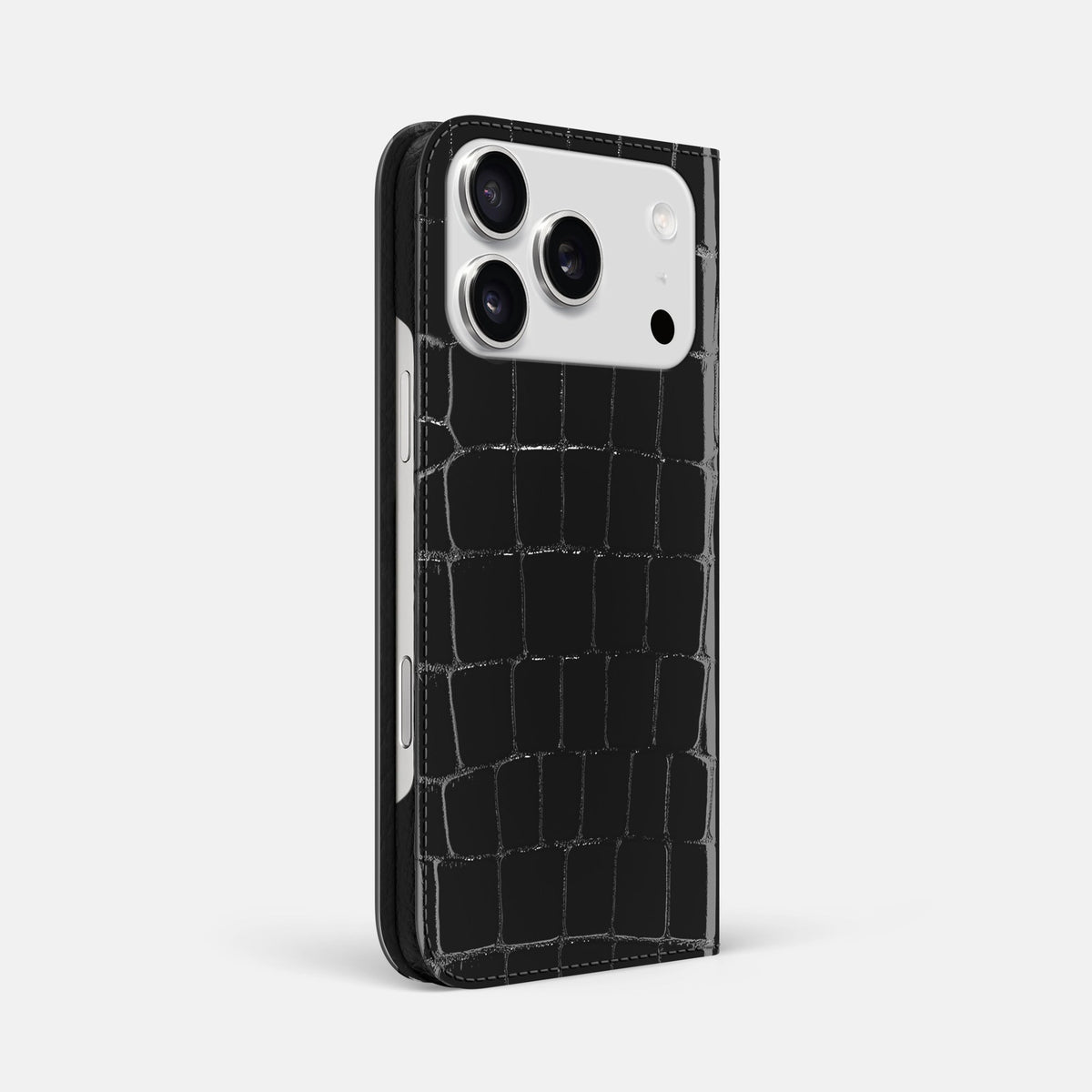 Folio Slim Case For iPhone 18 Pro Max In Shiny Alligator -1 | Black
