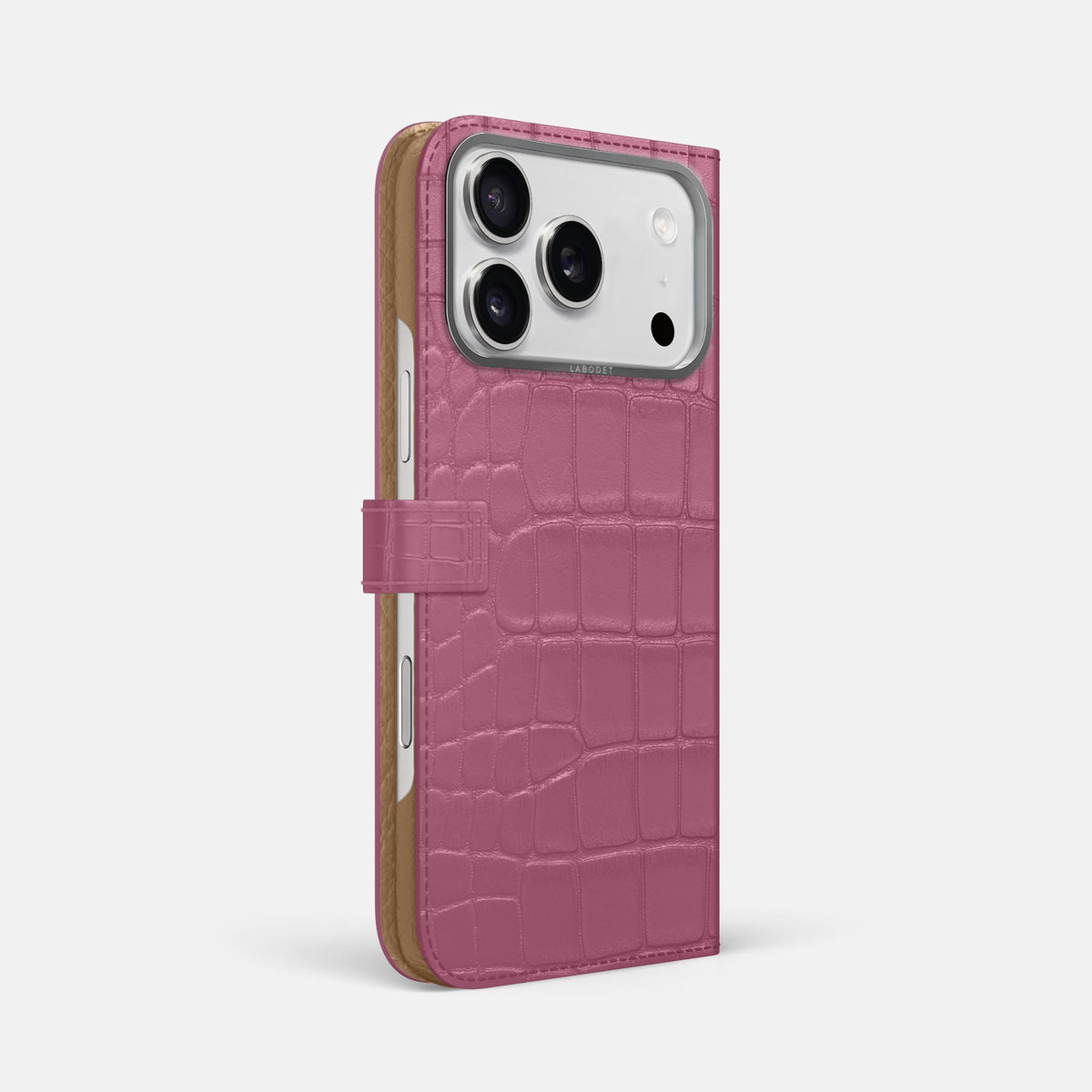 Folio Case with Clasp For iPhone 18 Pro Max In Alligator -1 | Pink-Lagoon-Steel