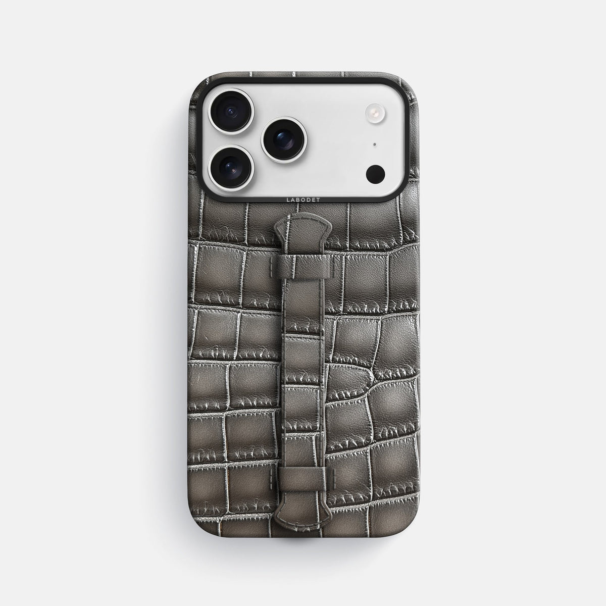 Center Handle For iPhone 18 Pro Max In Patina Alligator -1 | Grey-Black
