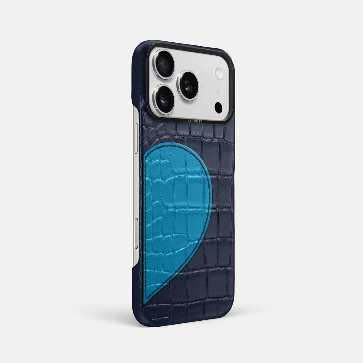 Classic Case With Half Heart - Right For iPhone 18 Pro Max In Alligator -2 | Navy-Blue-Black