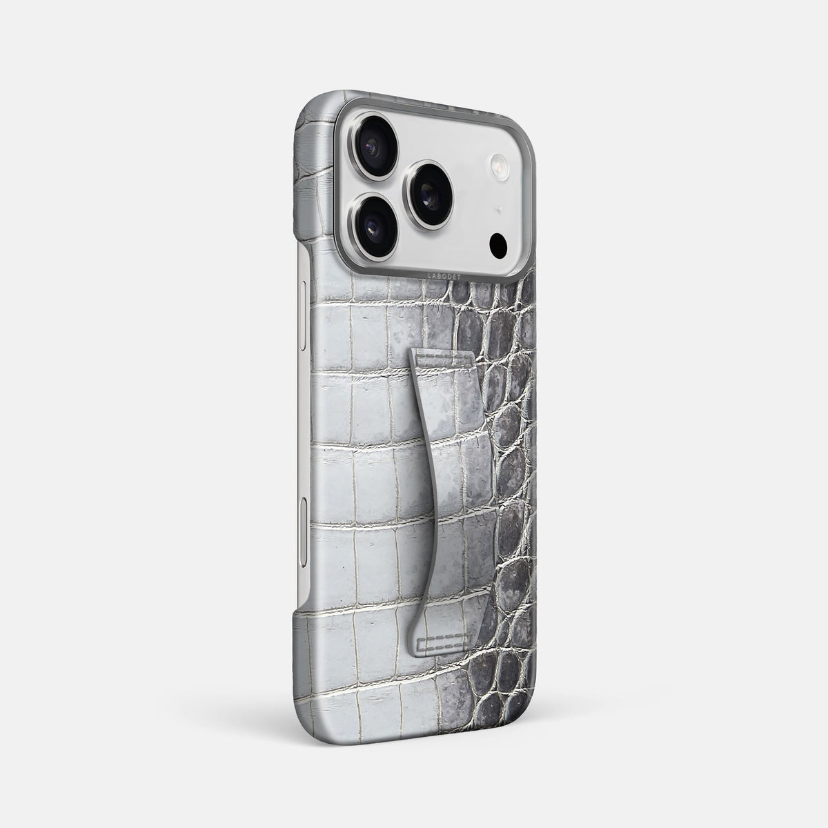 Finger Case For iPhone 18 Pro Max In Himalayan Crocodile -2 | Silver-Steel