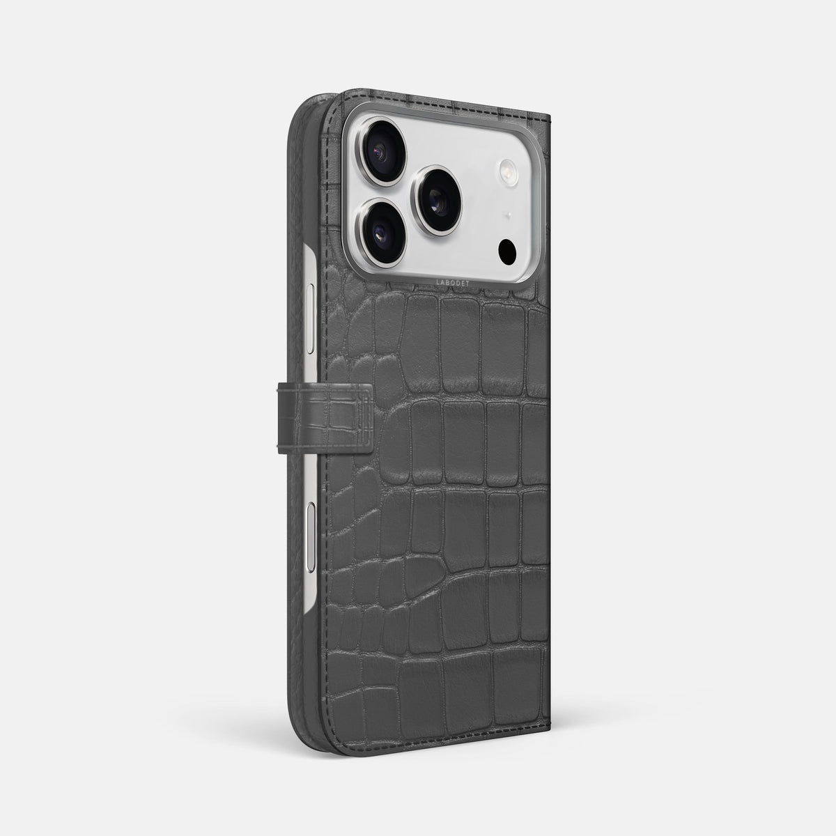 Folio Case with Clasp For iPhone 18 Pro Max In Alligator -1 | Grey-Steel