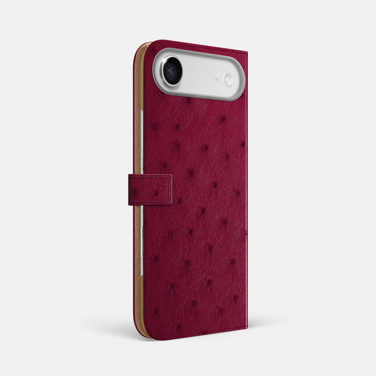 Folio Case with Clasp For iPhone 17 Air In Ostrich -1 | Bordeaux-Steel