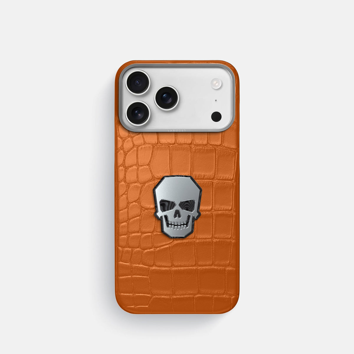 Classic Case With Titanium Skull For iPhone 18 Pro In Alligator -1 | Orange-Steel