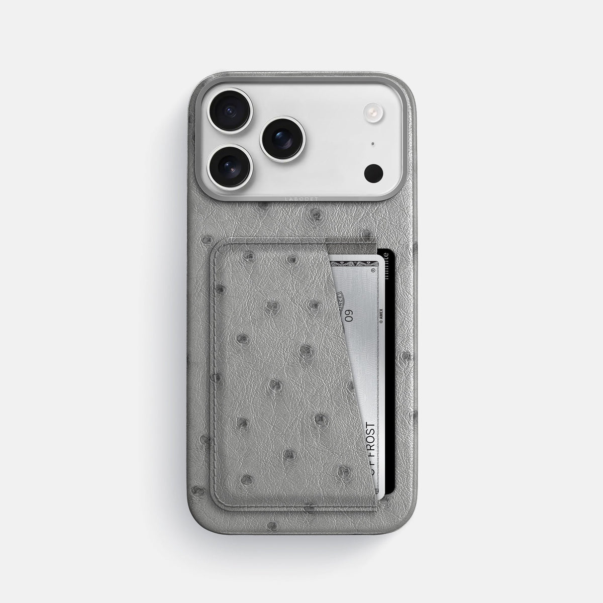 Double Card Case For iPhone 18 Pro Max In Ostrich -1 | Silver-Steel