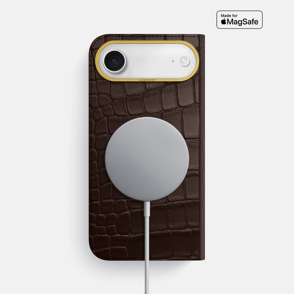Folio Case For iPhone 17 Air In Alligator -3 | Dark-Brown-Gold