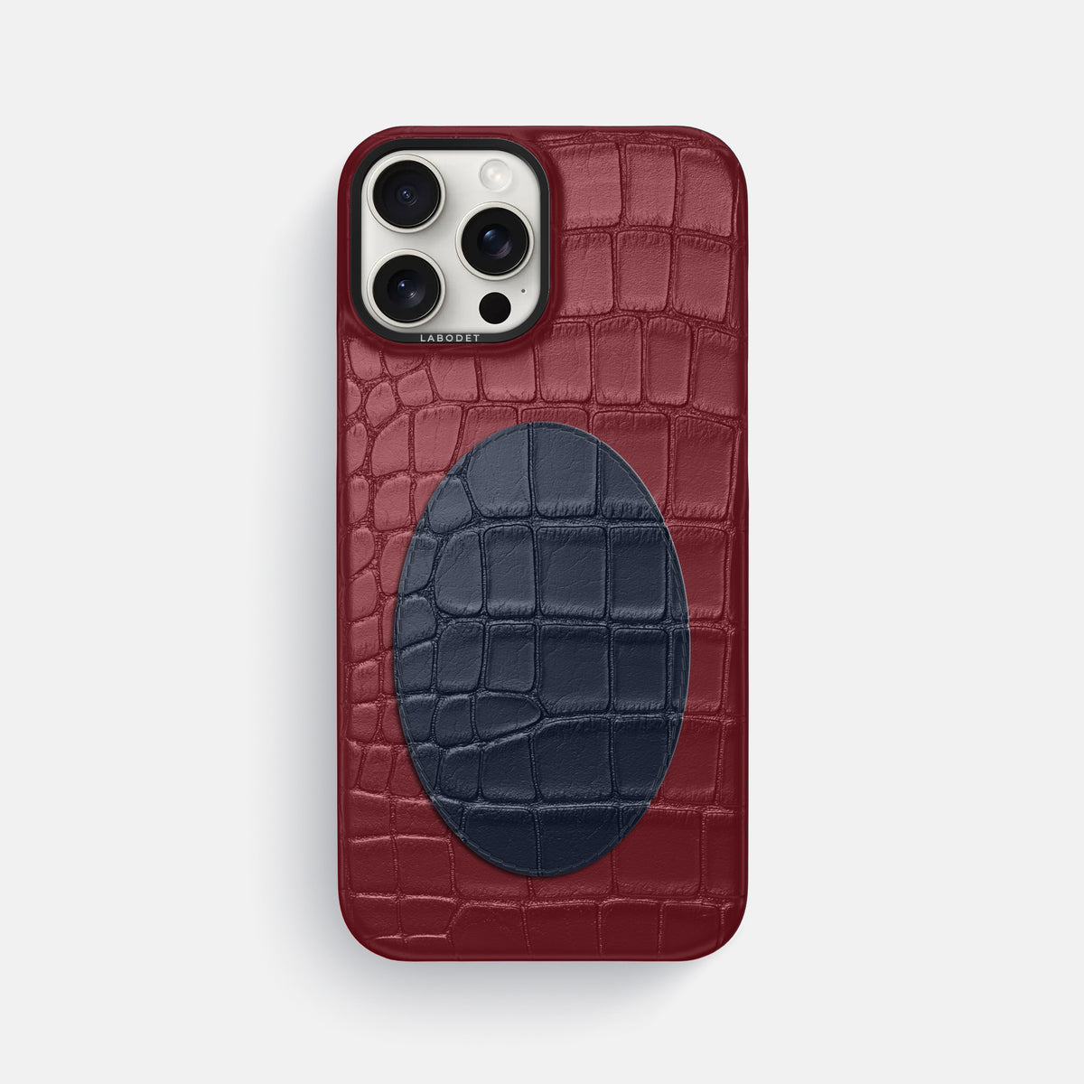 Classic Case With Oval For iPhone 16 Pro Max In Alligator -1 | Burgundy-Black