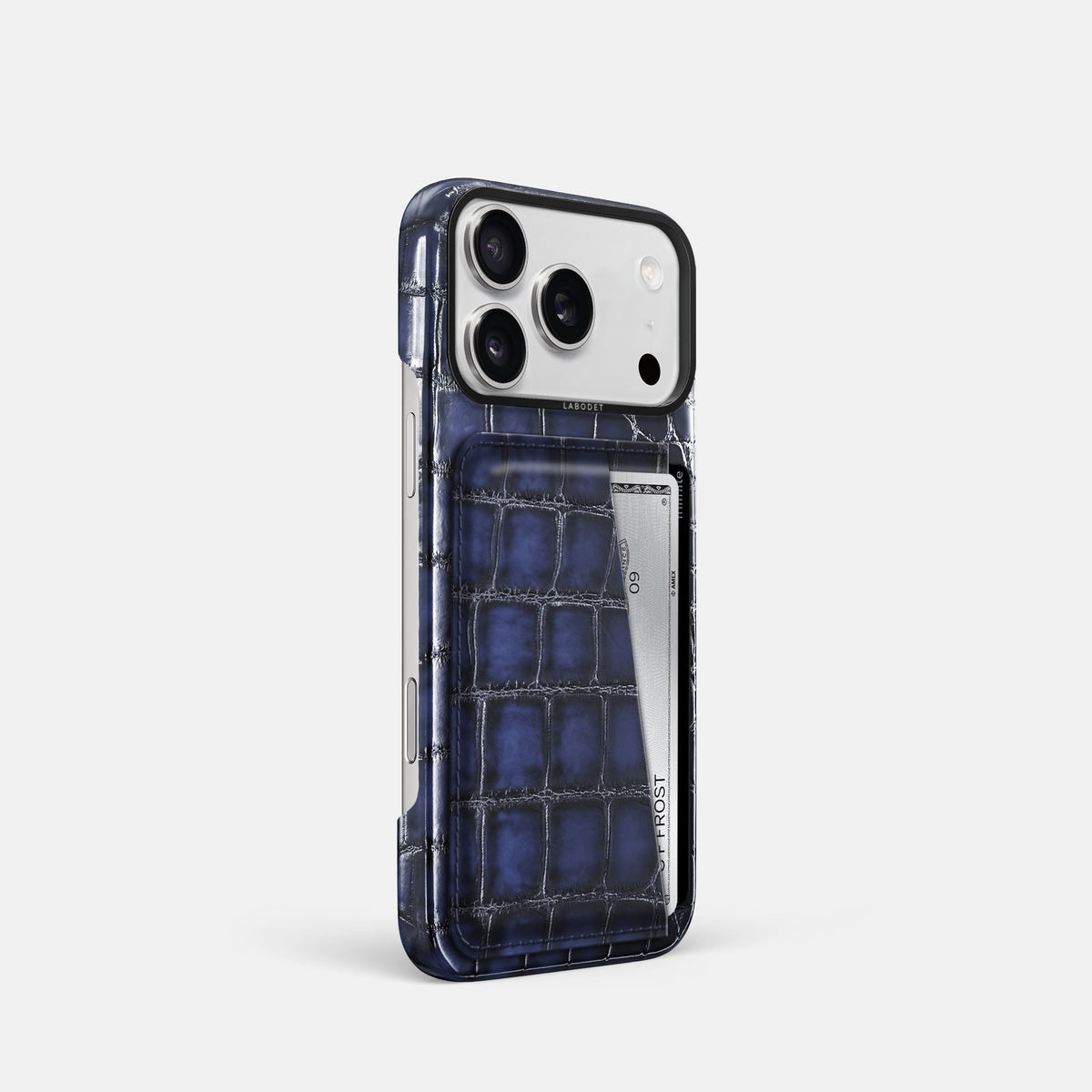 Double Card Case For iPhone 18 Pro In Patina Alligator -2 | Havana-Blue-Black