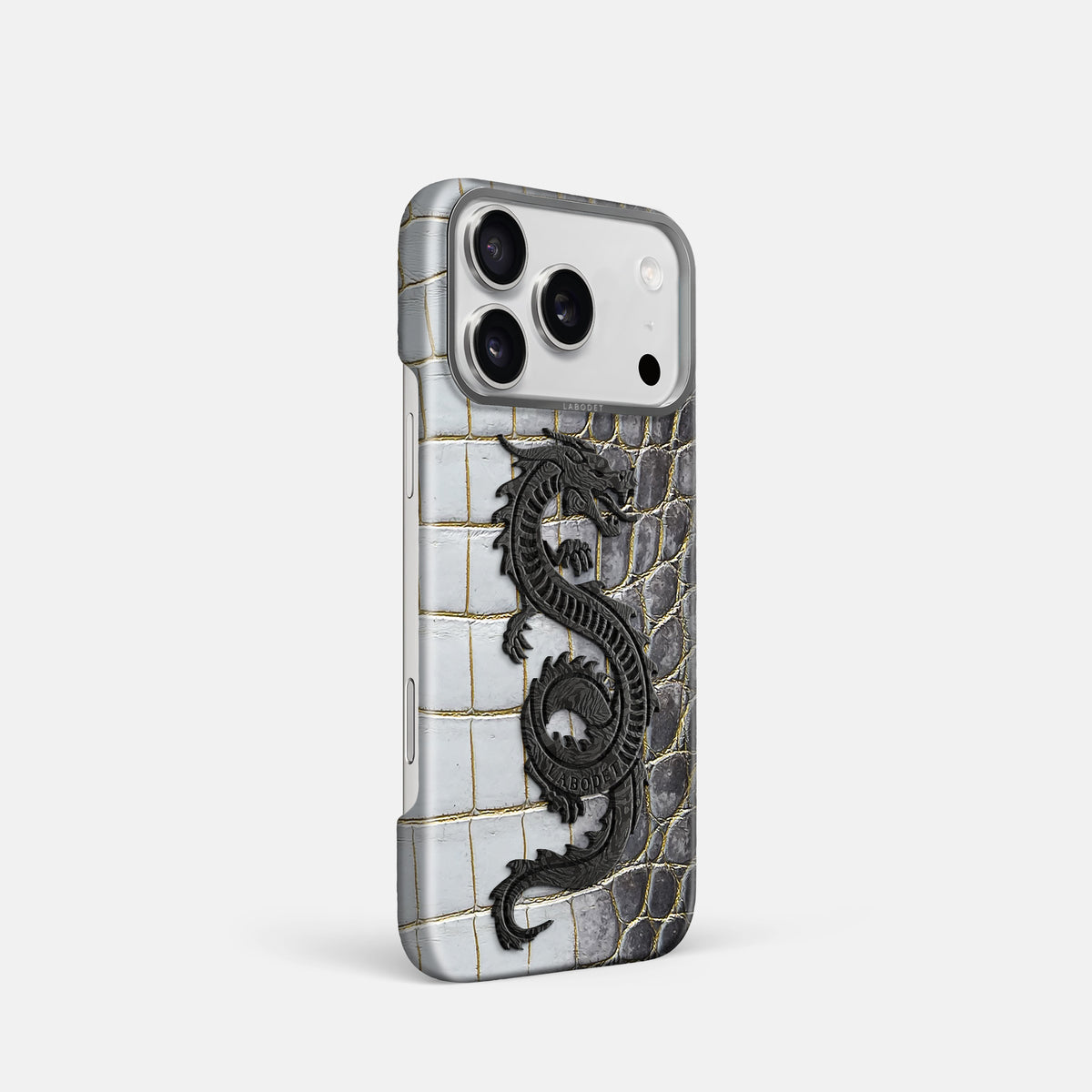 Classic Case With Carbon Dragon For iPhone 17 Pro In Himalayan Crocodile -2 | Gold-Steel