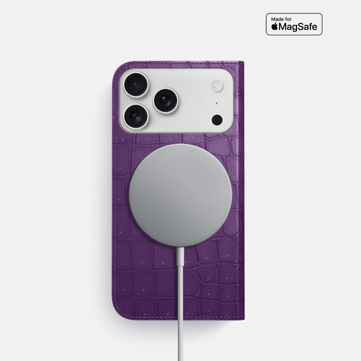 Folio Slim Case For iPhone 18 Pro In Porosus Crocodile -3 | Purple