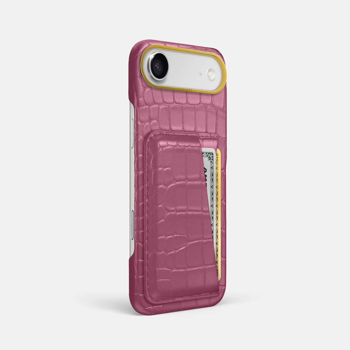 Double Card Case For iPhone 17 Air In Alligator -2 | Pink-Lagoon-Gold