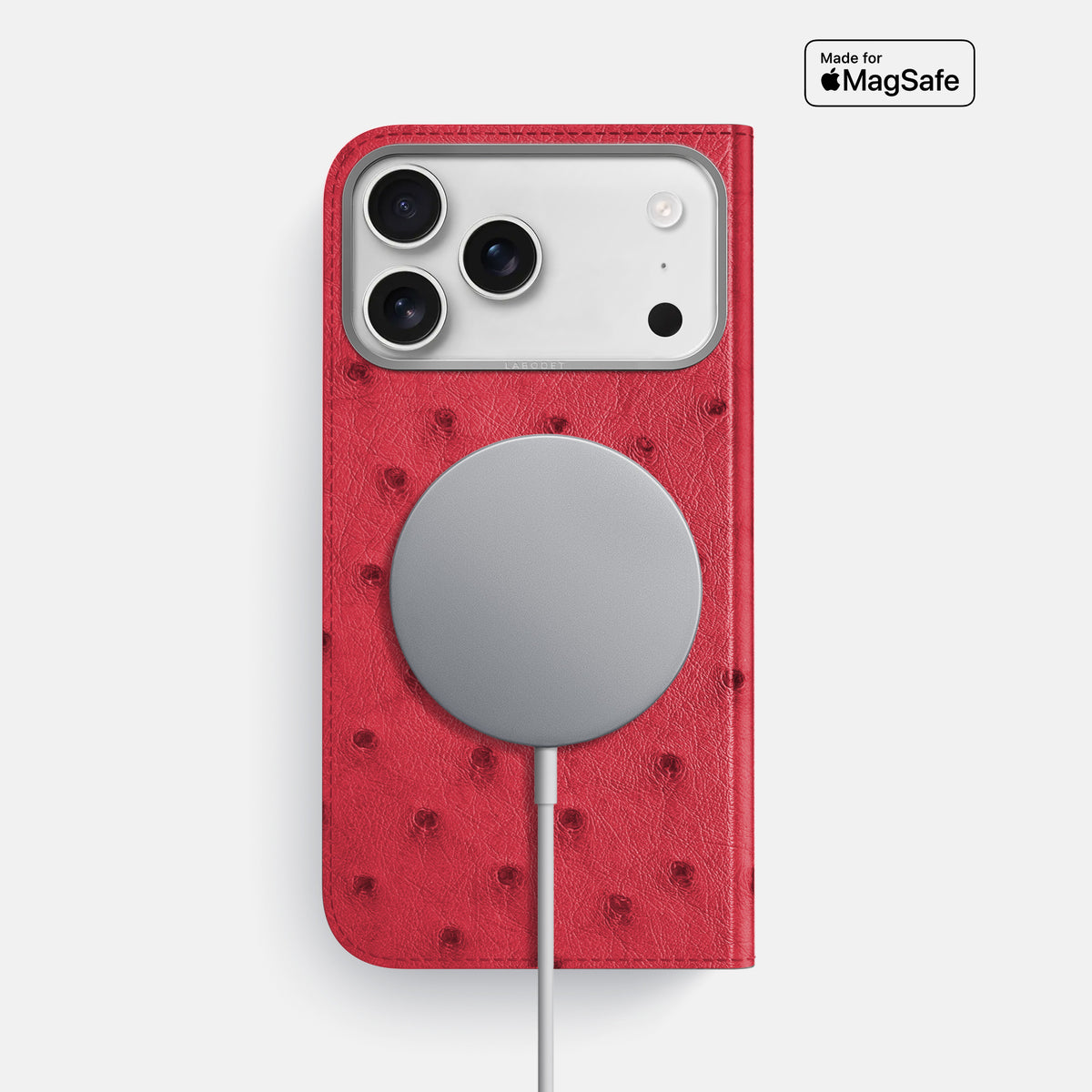 Folio Case For iPhone 17 Pro Max In Ostrich -3 | Red-Steel
