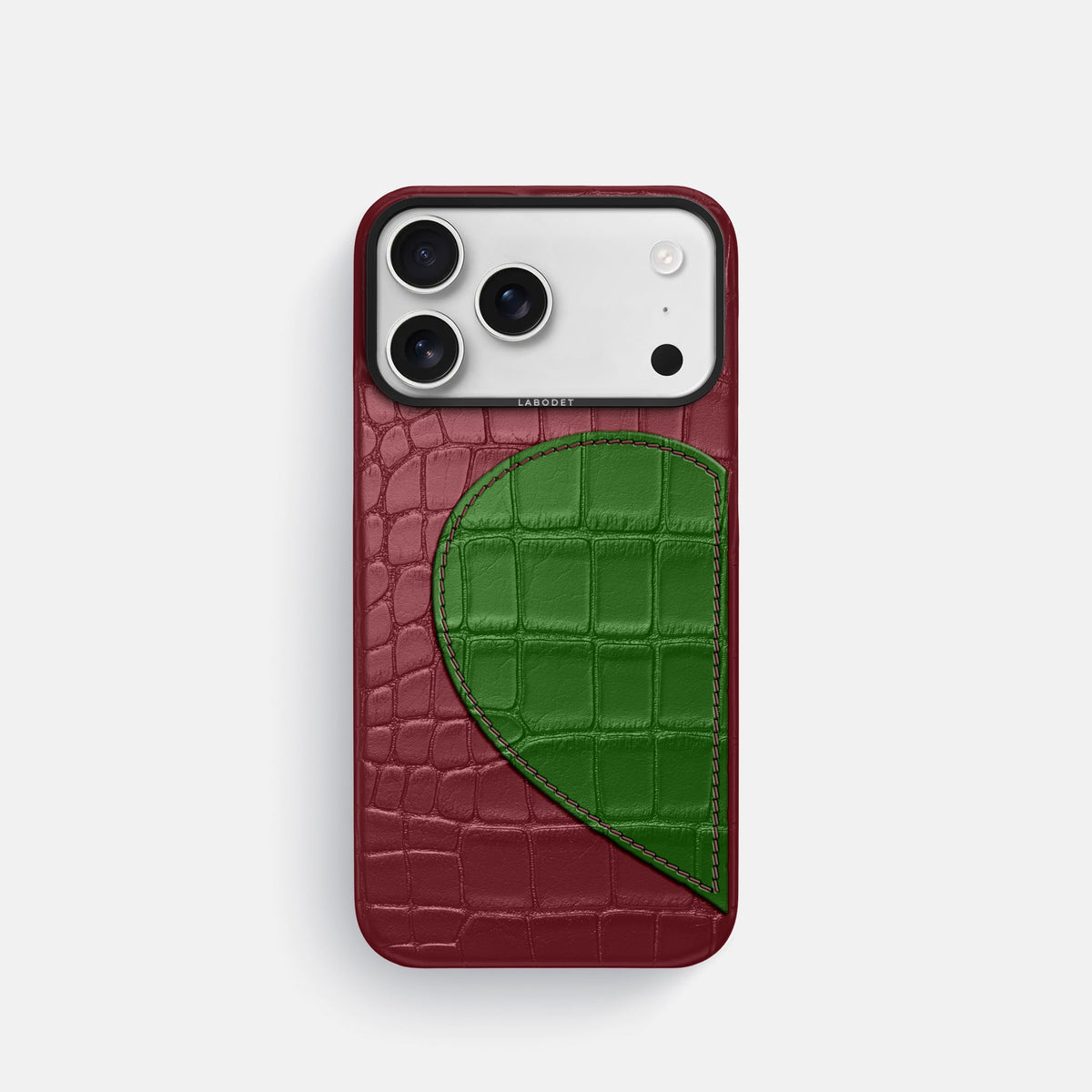 Classic Case With Half Heart - Left For iPhone 18 Pro In Alligator -1 | Burgundy-Black