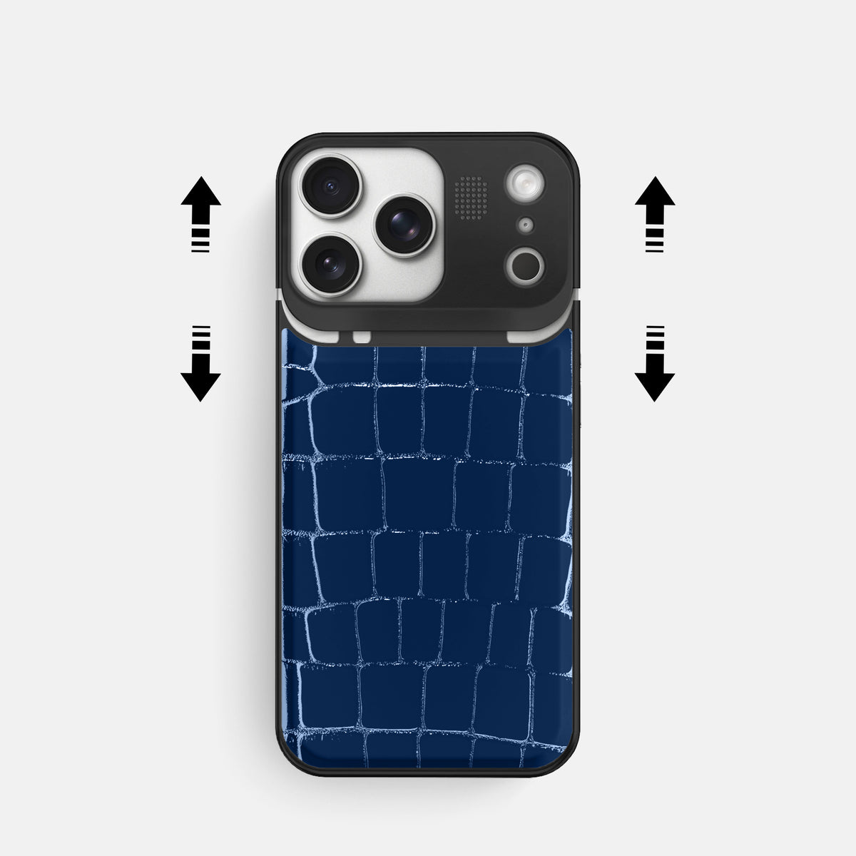 Metal Case For iPhone 17 Pro In Shiny Alligator -2 | Mediterranean-Black