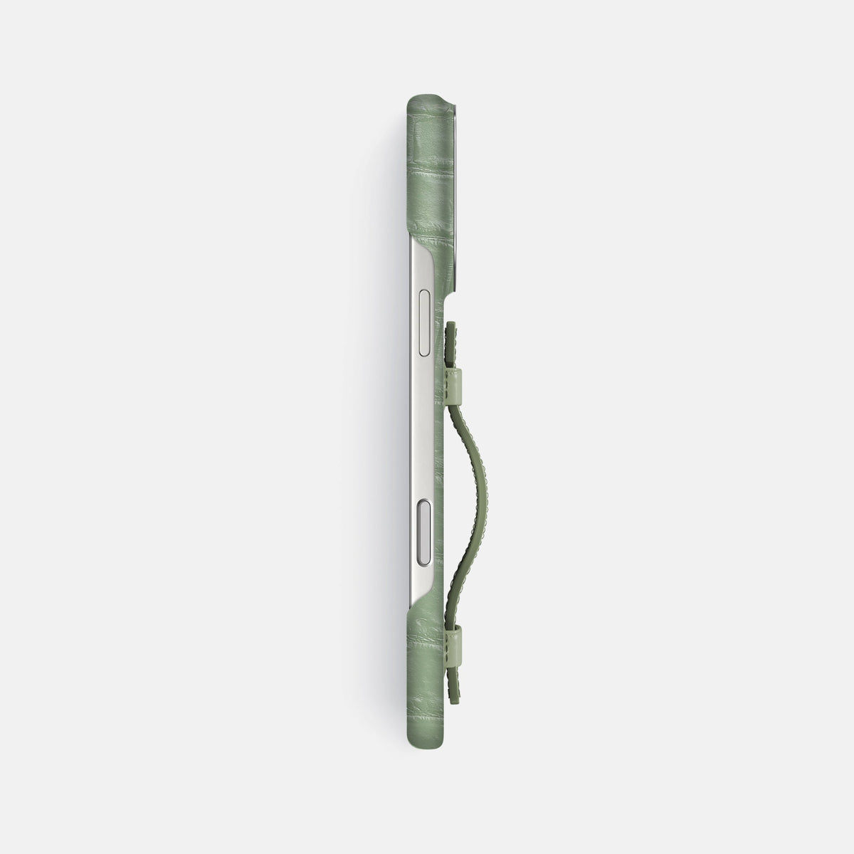 Handle Case For iPhone 18 Pro Max In Himalayan Crocodile -3 | Pistachio-Steel