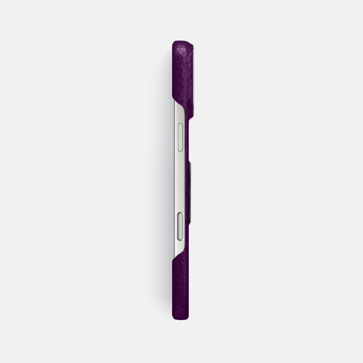 Classic Case With Titanium Skull For iPhone 18 Pro Max In Calf -3 | Violet-Steel