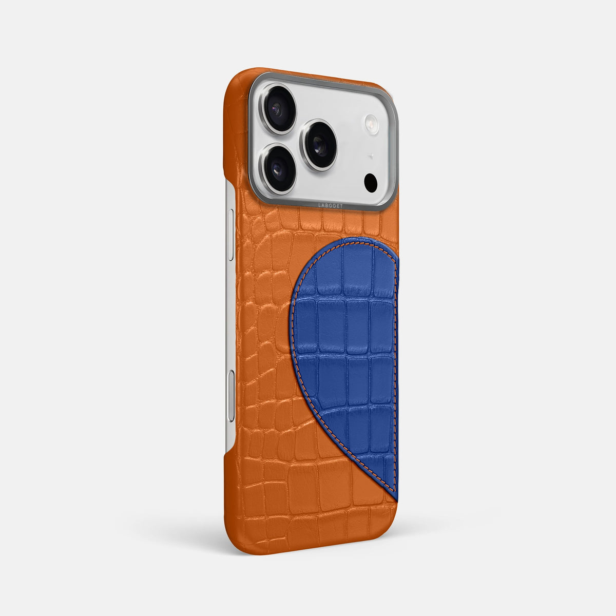 Classic Case With Half Heart - Left For iPhone 18 Pro Max In Alligator -2 | Orange-Steel