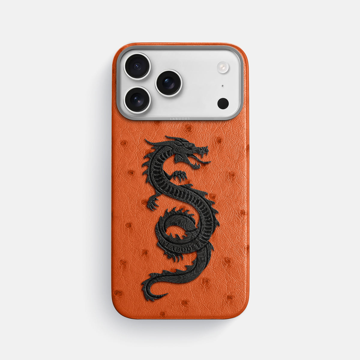 Classic Case With Carbon Dragon For iPhone 17 Pro Max In Ostrich -1 | Orange-Steel