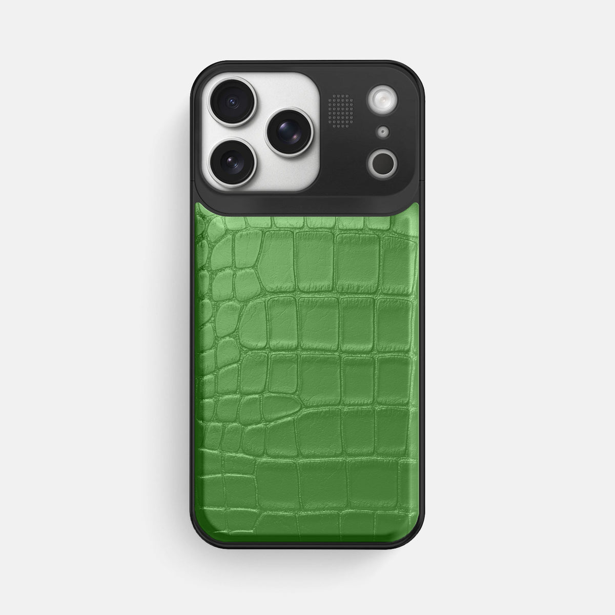 Metal Case For iPhone 18 Pro Max In Alligator -1 | Apple-Green-Black