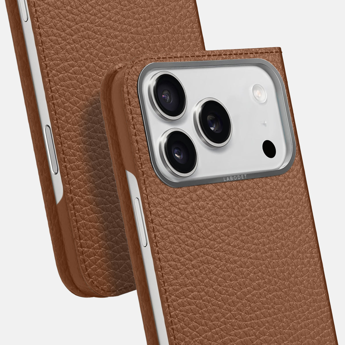 Folio Case For iPhone 18 Pro In Calf -5 | Caramel-Steel