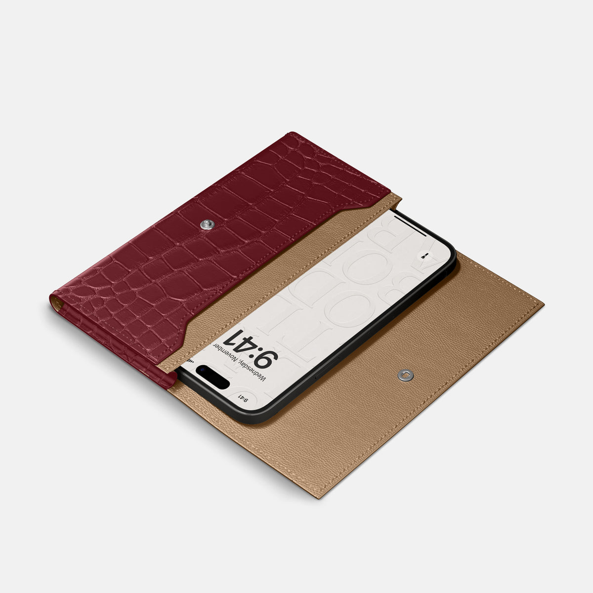 Wallet Case For iPhone 17 Pro In Alligator -2 | Burgundy