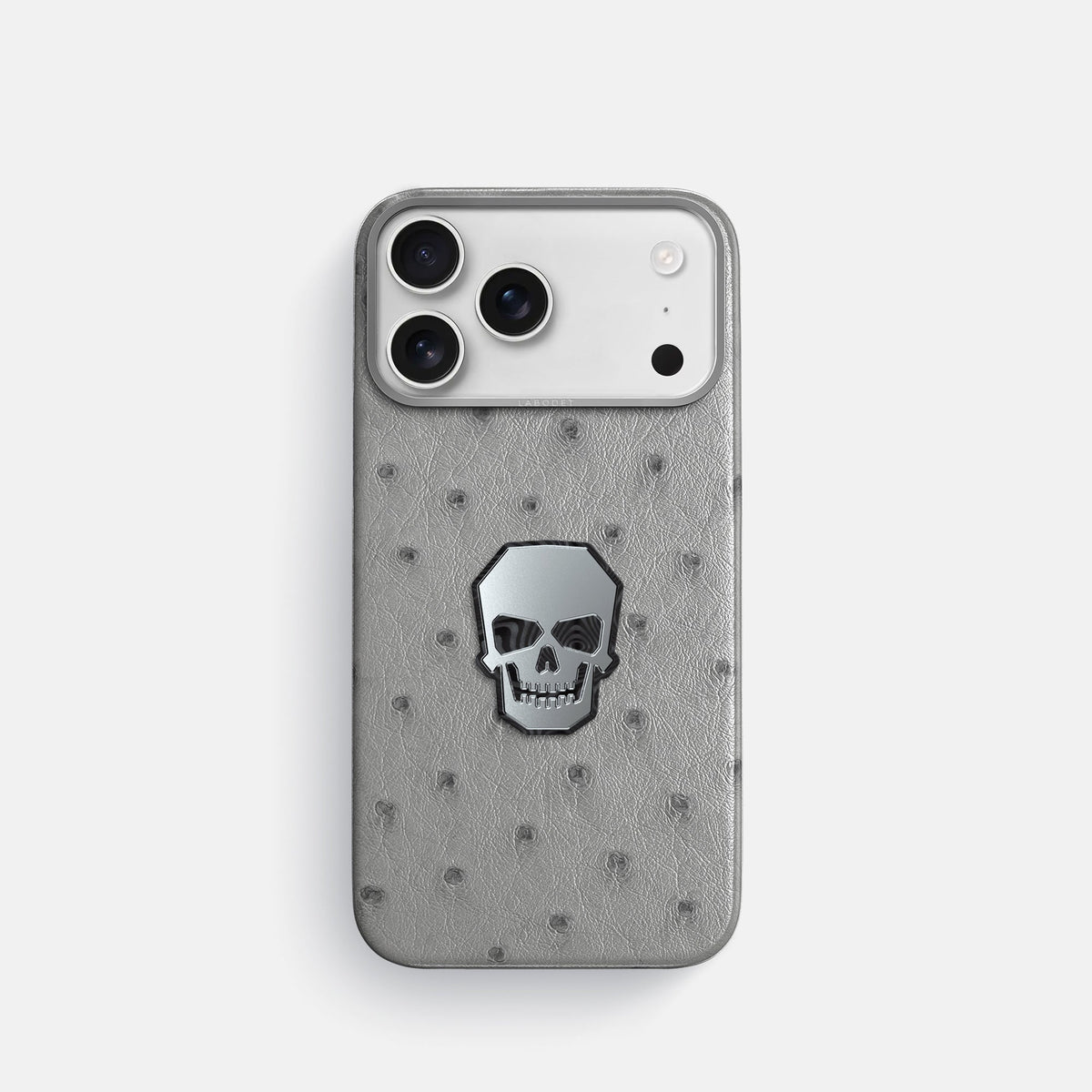 Classic Case With Titanium Skull For iPhone 18 Pro In Ostrich -1 | Silver-Steel