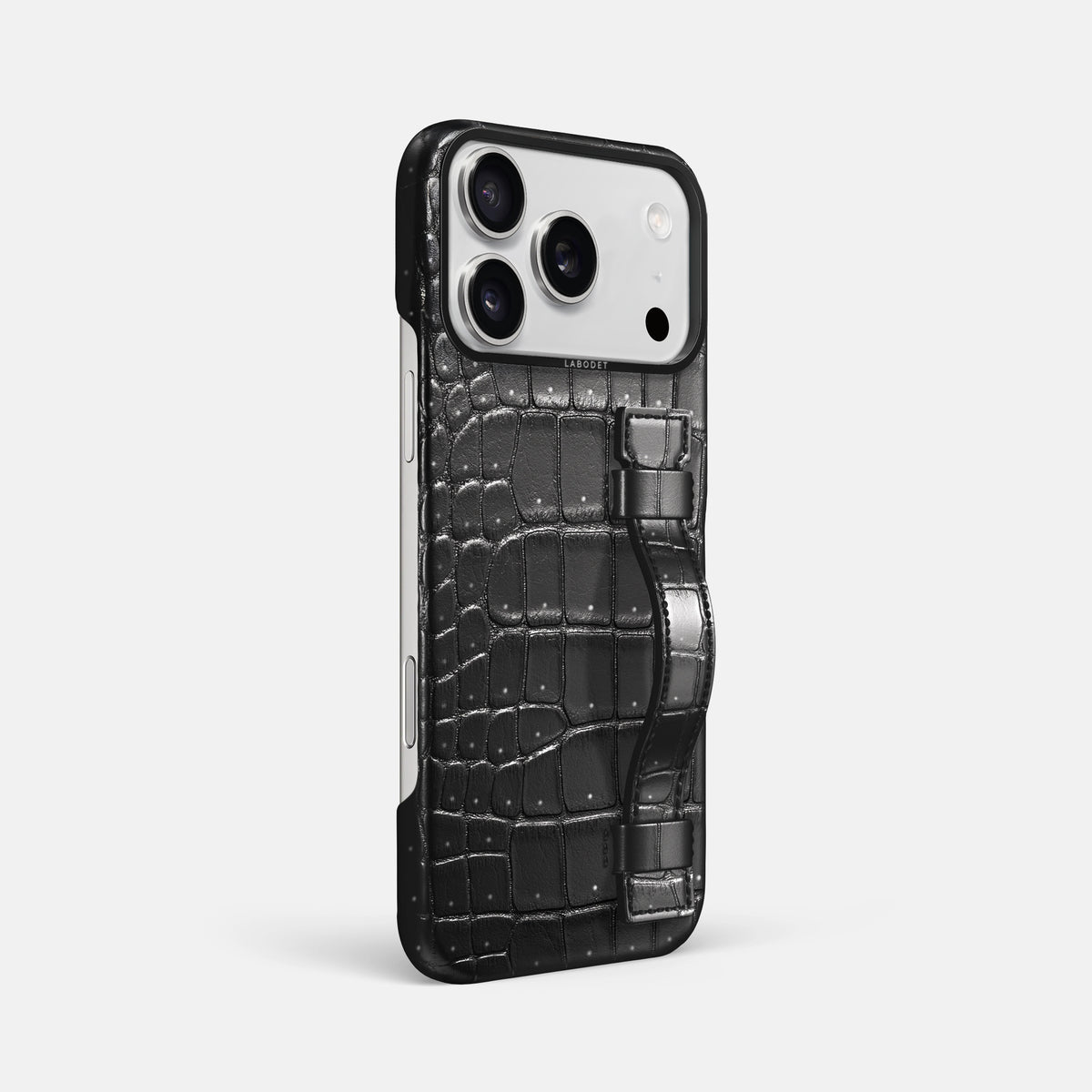 Handle Case For iPhone 17 Pro Max In Porosus Crocodile -2 | Shiny-Black-Black