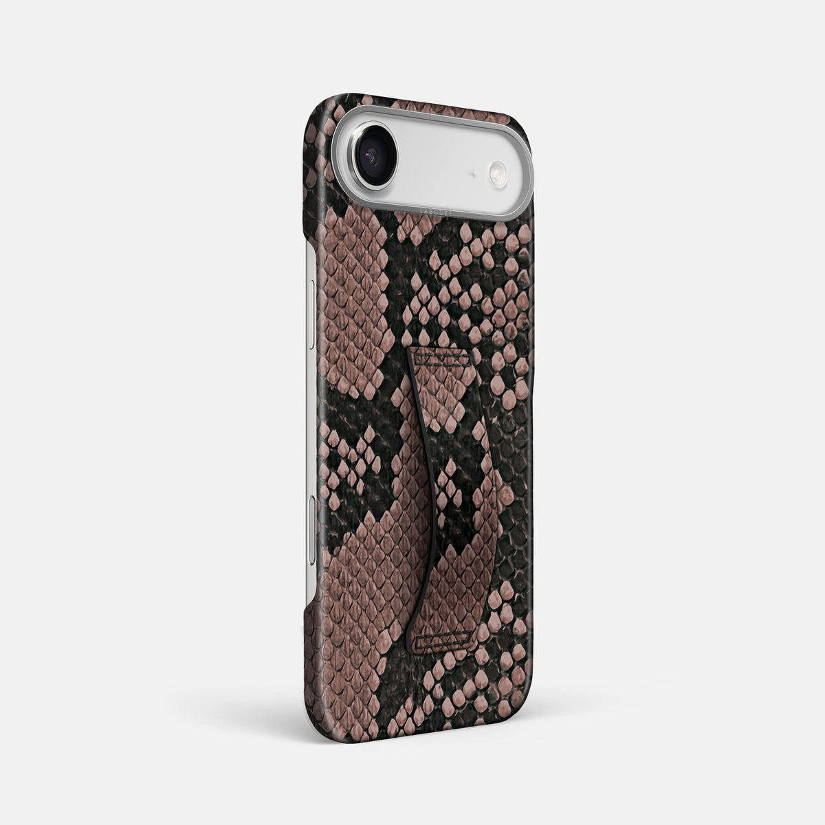 Finger Case For iPhone 17 Air In Deluxe Python -2 | Mahogany-Brown-Steel