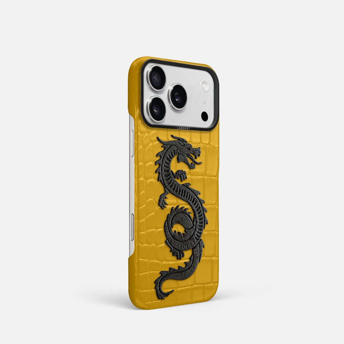 Classic Case With Carbon Dragon For iPhone 18 Pro In Alligator -2 | Yellow-Black