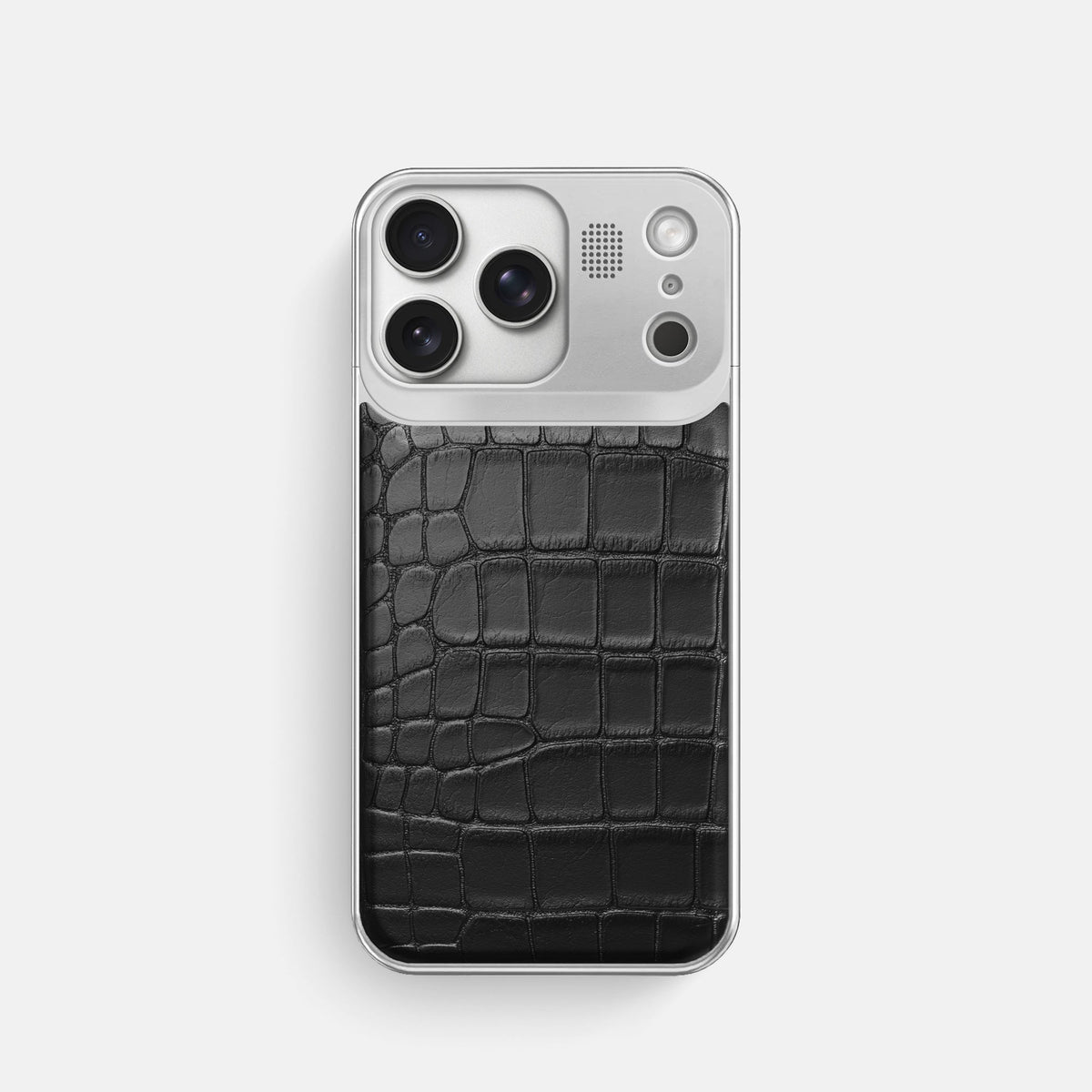 Metal Case For iPhone 18 Pro In Alligator -1 | Black-Steel