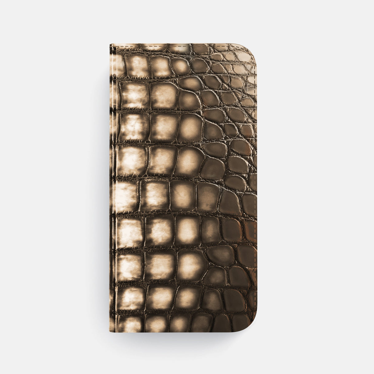 Folio Case For iPhone 18 Pro Max In Patina Alligator -4 | Etoupe-Steel