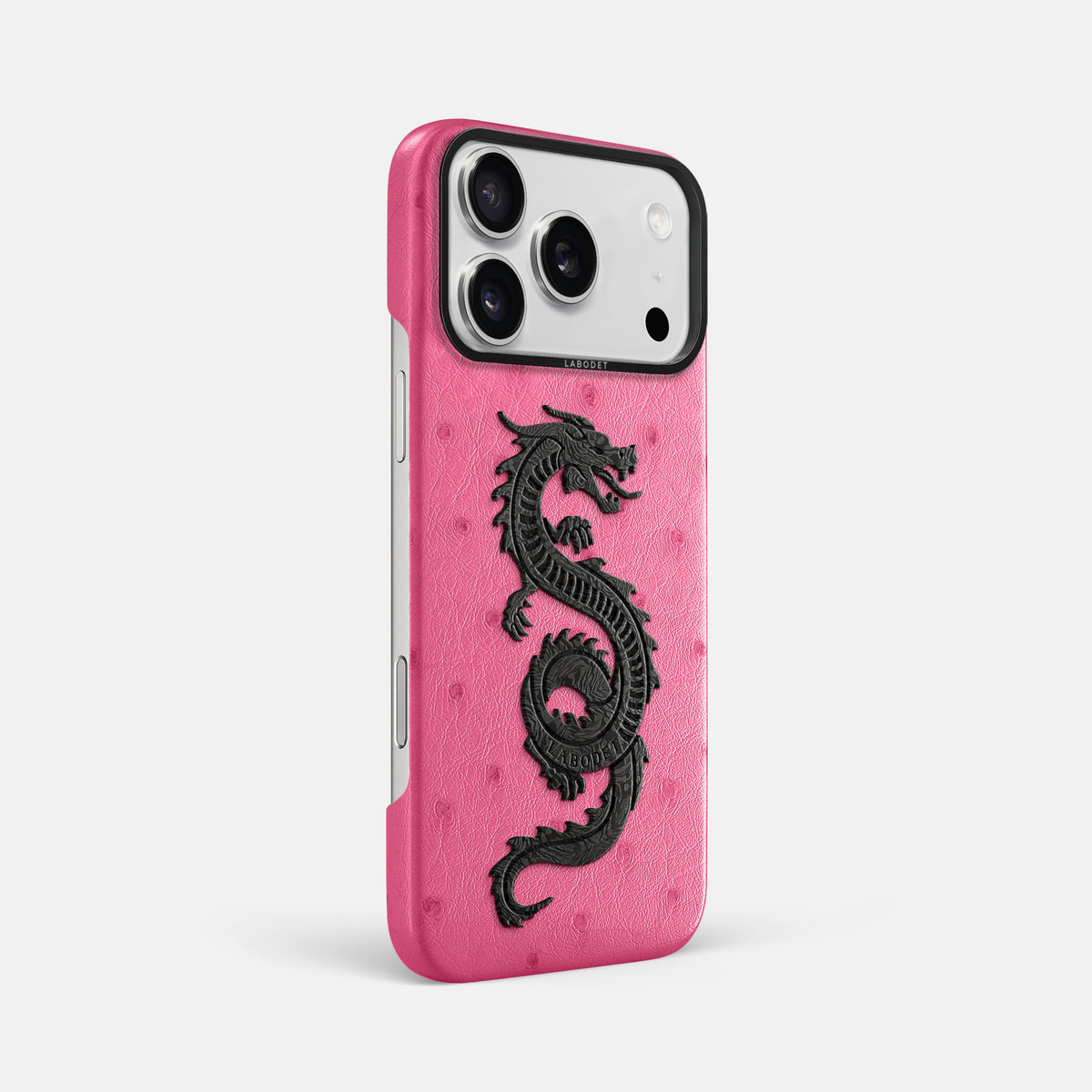Classic Case With Carbon Dragon For iPhone 17 Pro Max In Ostrich -2 | Pink-Black