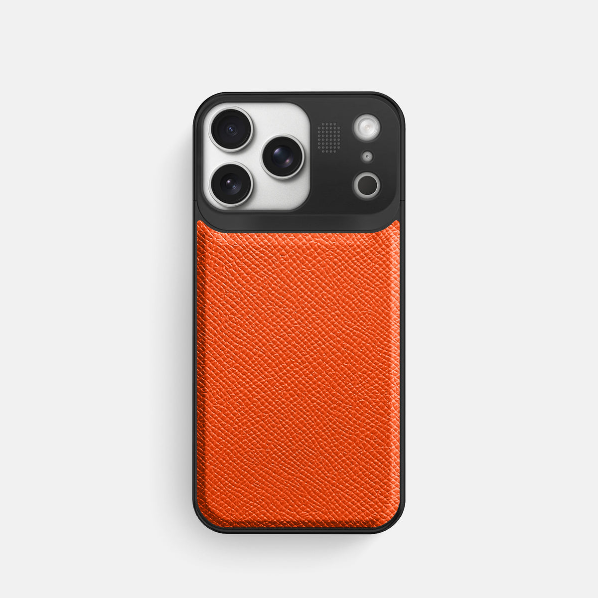 Metal Case For iPhone 17 Pro In Epsom-Style Calf -1 | Orange-Black
