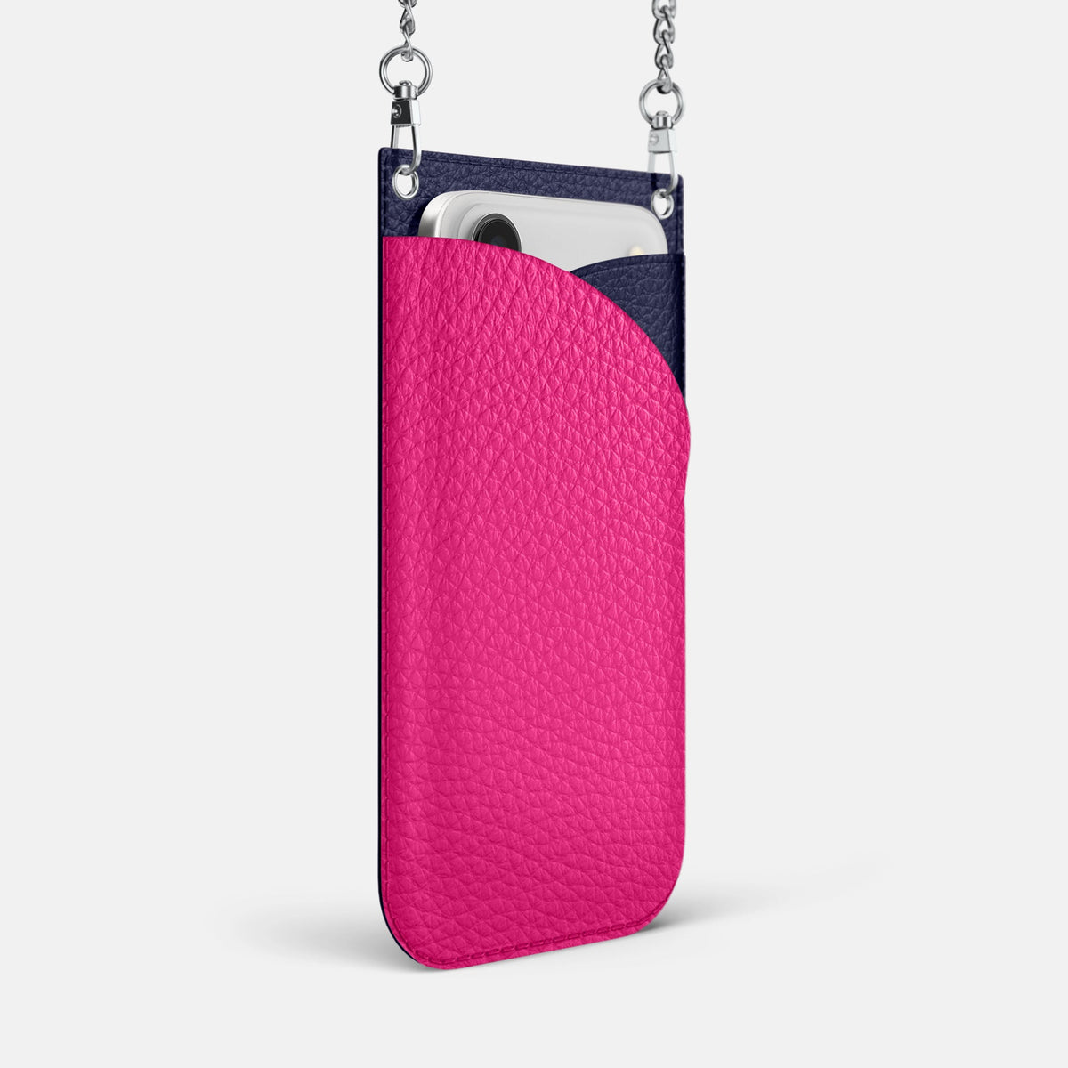 Crossbody Bag For iPhone 18 Pro Max In Calf -2 | Magenta-Steel