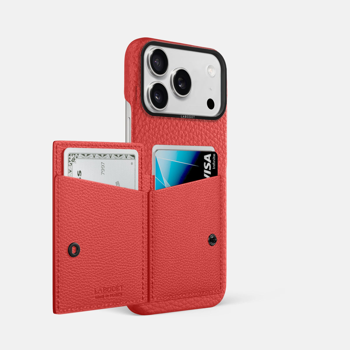 Bi-Fold Case For iPhone 18 Pro Max In Calf -2 | Red-Black