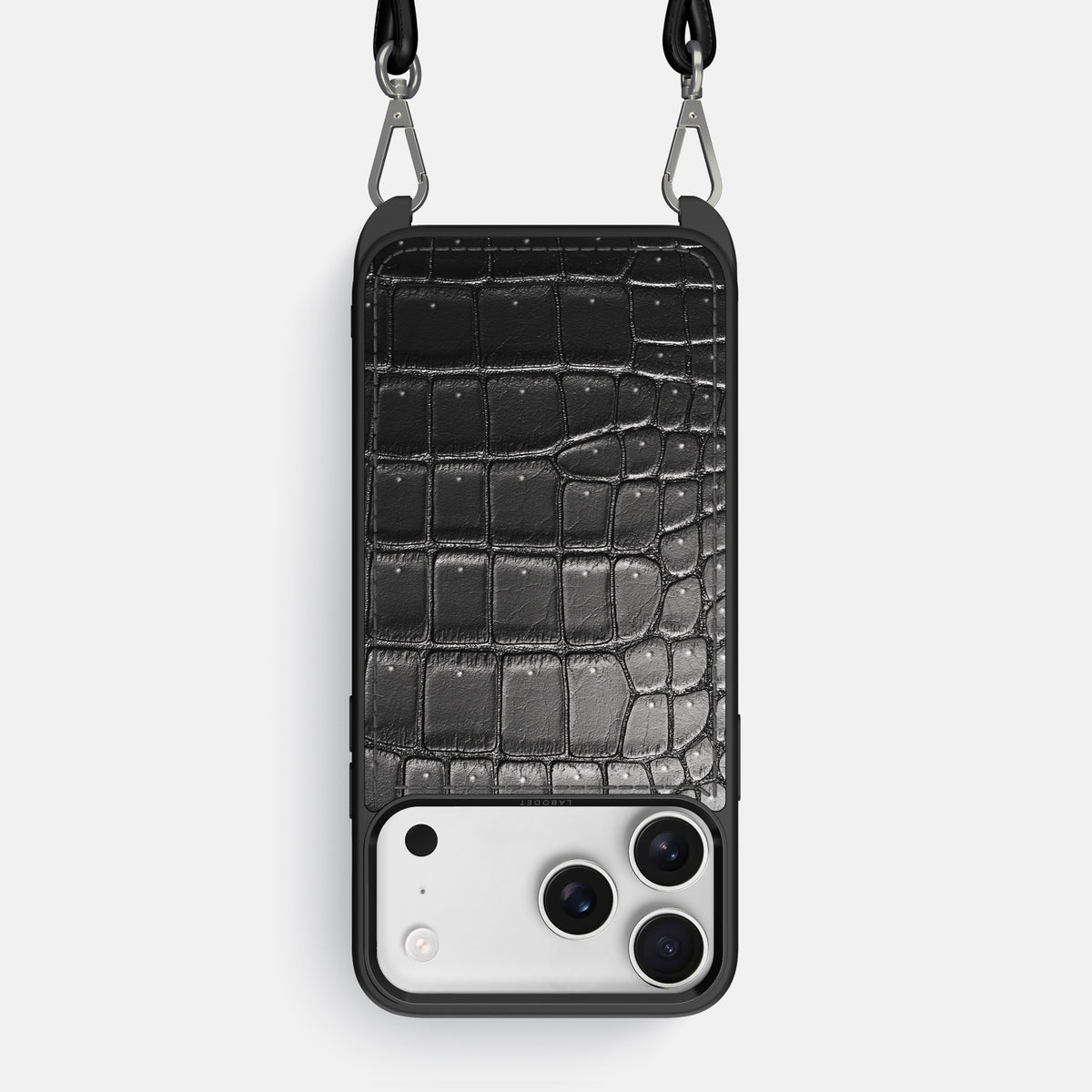 Crossbody Sport Case For iPhone 17 Pro Max In Porosus Crocodile -1 | Shiny-Black