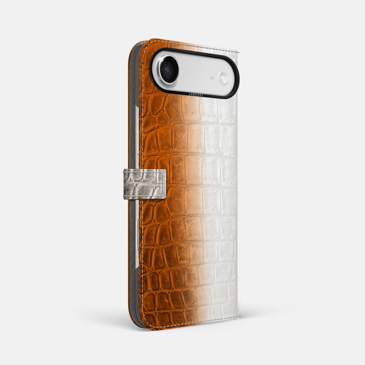 Folio Case with Clasp For iPhone 17 Air In Himalayan Crocodile -1 | Orange-Black