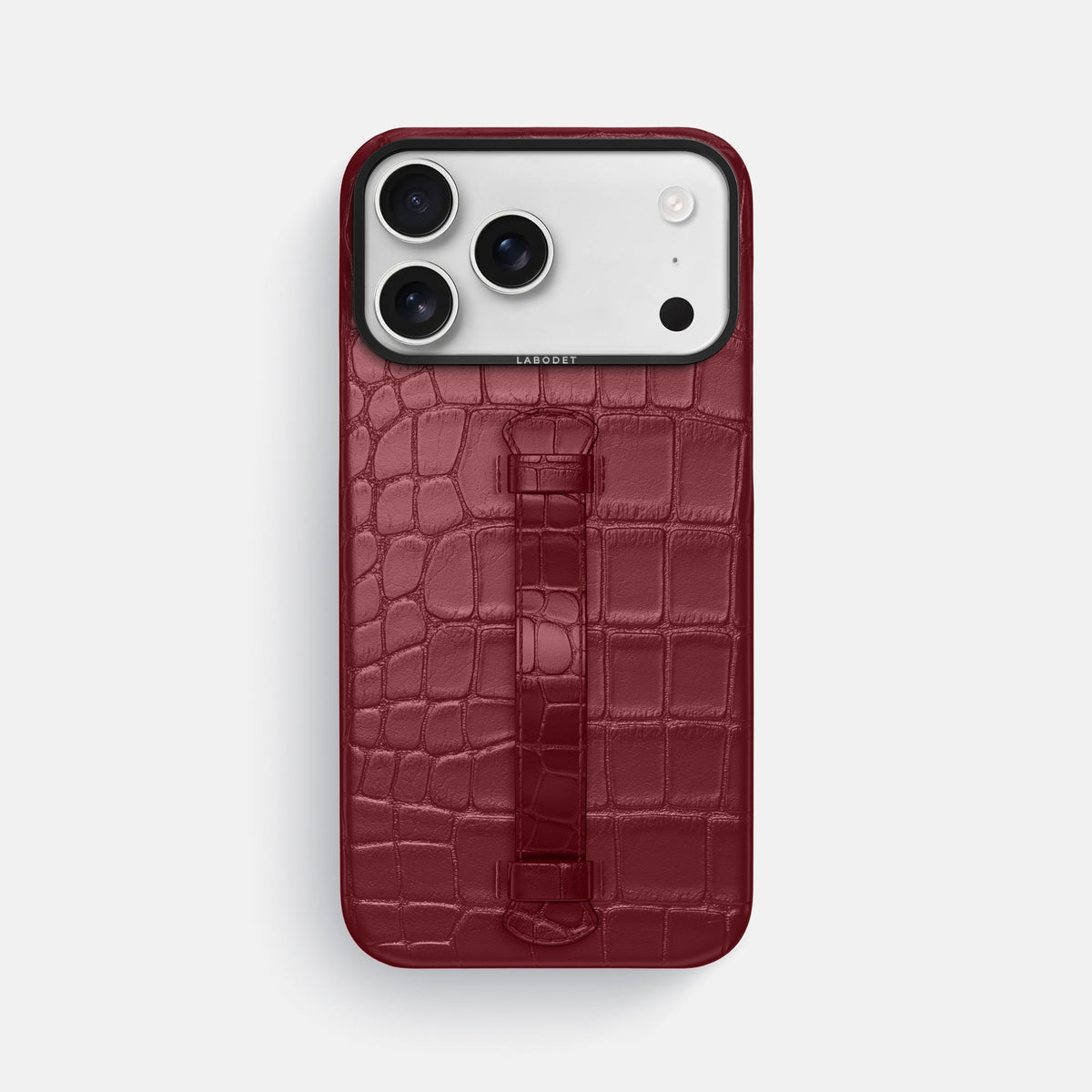 Center Handle For iPhone 18 Pro Max In Alligator -2 | Burgundy-Black
