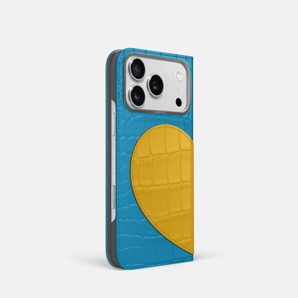 Folio Case With Heart For iPhone 18 Pro In Alligator -1 | Curaçao-Blue-Steel