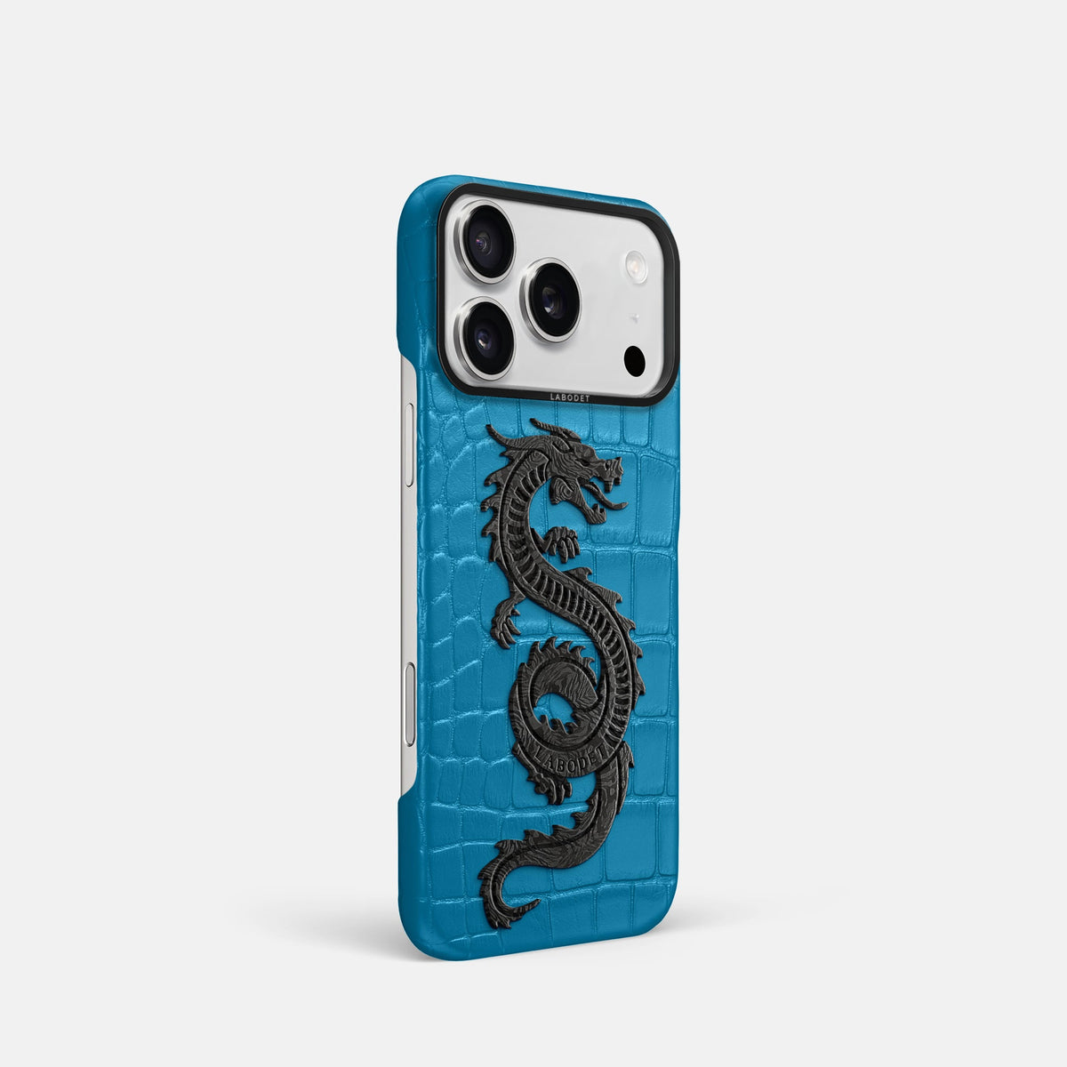 Classic Case With Carbon Dragon For iPhone 18 Pro In Alligator -2 | Curaçao-Blue-Black